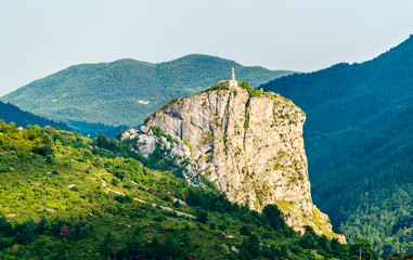 Sticker - View of the Rock with the Chapel of Our Lady on top. Castellane, France