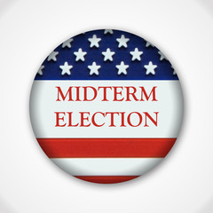 Midterm election pin button badge with american flag