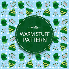 Vector Hand Drawn Winter Warm Item Illustration Seamless Pattern Background Template