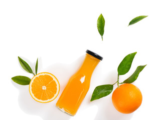 Wall Mural - Flat lay of orange and juice.