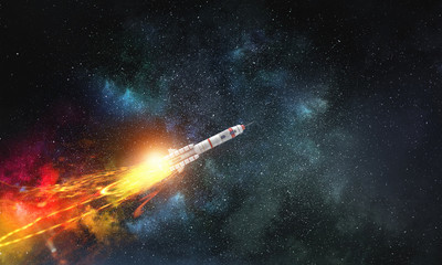 Wall Mural - rocket space ship . mixed media
