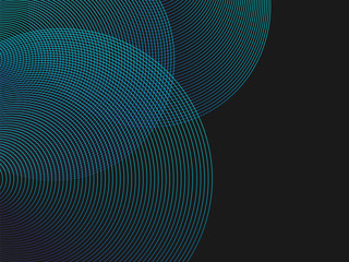 Poster - Circle lines overlay pattern in blue green color isolated on black background. For design elements in concept of technology, science or modern.