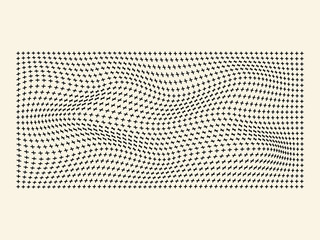 Poster - Halftone waves pattern of plus symbol old white background