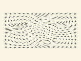 Poster - Halftone waves pattern of plus symbol old white background