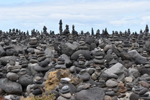 Stacked Stone Figures On The Beach Playa Jardin In Tenerife In Puerto De La Cruz In Europe