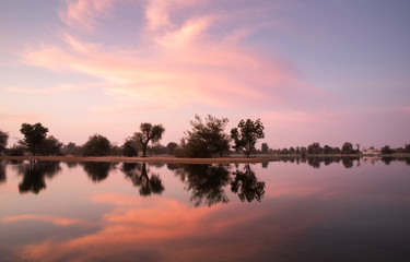 sun rise at al Qudra nature reserve near Dubai