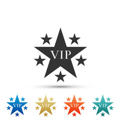 Star VIP with circle of stars icon isolated on white background. Set elements in colored icons. Flat design. Vector Illustration