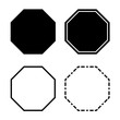 Octagon icon pack. Geometry octagonal eight sided polygon octagon line. Vector illustration