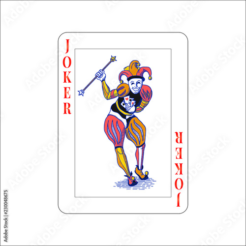 Bright colourful joker playing card isolated on white Canvas Print