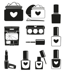 Canvas Print - 11 black and white make up silhouette elements