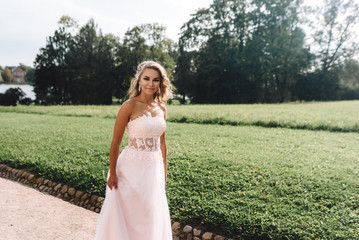 woman, pink, dress, young, beautiful, spring, flower, flowers, girl, model, garden, beauty, sun, park, white, hair, fashion, female, brunette, nature, tree, happy, summer, women, smile, makeup, outdoo