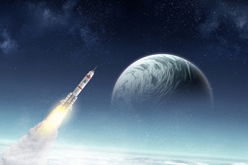 Wall Mural - rocket space ship . mixed media