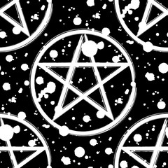 Pentagram occult symbol seamless pattern