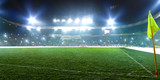 Fototapeta Sport - Football stadium, corner flag, shiny lights