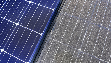 photovoltaic cleaning, before and after
