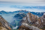 Fototapeta  - scenic landscape view from säntis in the swiss alps alpstein mountains panorama 