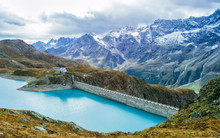 Goillet Dam At Cervinia Mountain, Plateau Rosa, Aosta Valley, Italy
