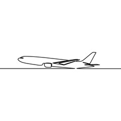 Wall Mural - Airplane drawing vector using continuous single one line art style isolated on white background.