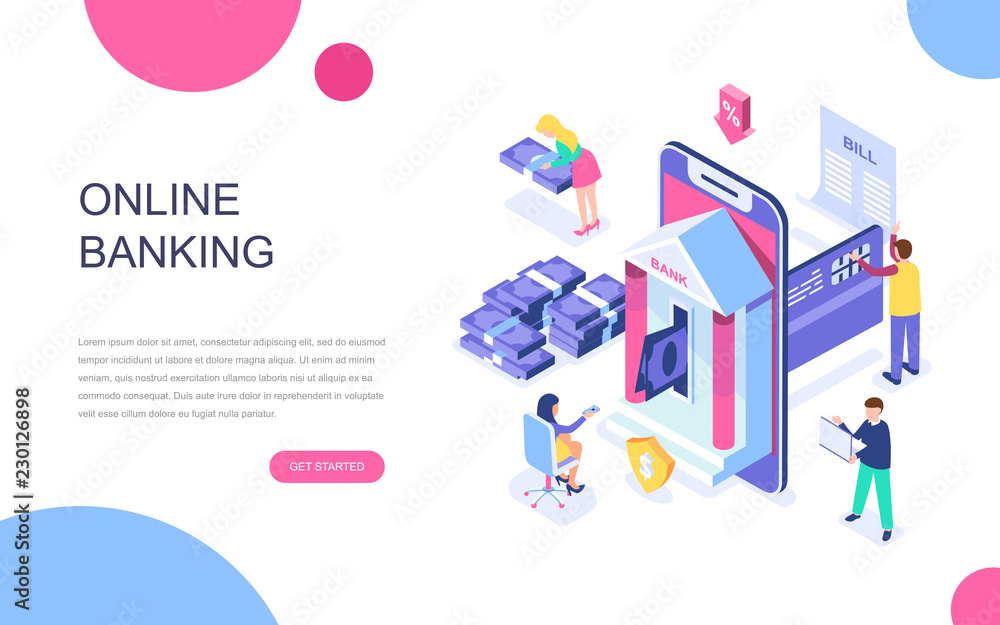 Modern flat design isometric concept of Online Banking for banner and ...