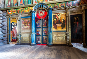 Sticker - Orthodox iconostasis inside the ancient wooden Trinity Church