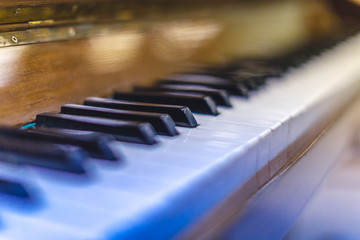 old piano keys close up