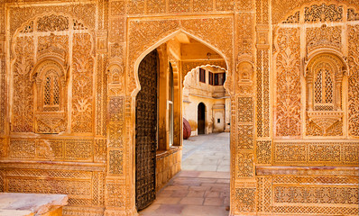  Architectural detail of the Mandir Palace, Jaisalmer, Rajasthan, India.