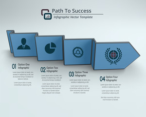 Wall Mural - Blue Arrow Path To Success Infographic Vector Illustration