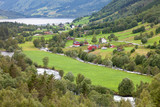 Fototapeta  - The Lush and Gree Rural Scene in Norway