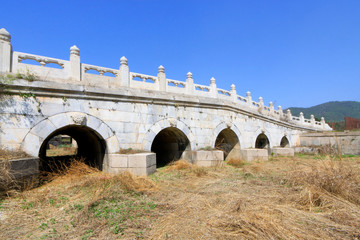 White marble five-hole stone bridge in the Eastern Royal Tombs of the Qing Dynasty, china