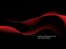 Abstract Red Wave Lines Isolated On Black Background In Concept Technology Background Or Modern Background