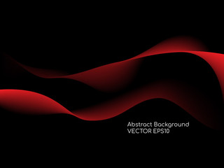 Wall Mural - Abstract red wave lines isolated on black background in concept technology background or modern background
