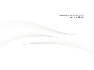 Abstract white background 3D concave wave texture smooth curve line with shadow.  For vector background, banner, divider, design element.