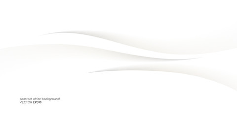 Poster - Abstract white background 3D concave wave texture smooth curve line with shadow.  For vector background, banner, divider, design element.