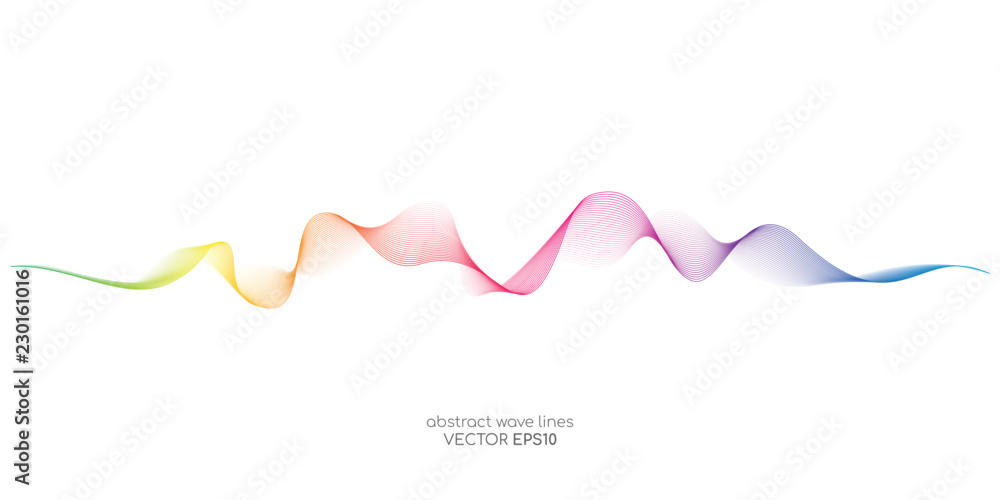 Abstract colorful wave lines flowing isolated on white background for ...