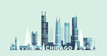 Chicago Skyline United States City Drawn Vector