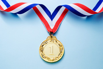 Wall Mural - gold medal 1 place with a ribbon
