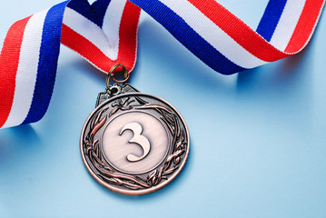 Wall Mural - bronze medal 3 place with a ribbon