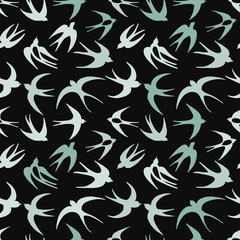 Poster - Swallows, seamless pattern for your design