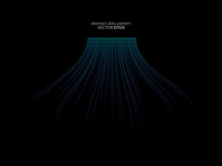 Wall Mural - abstract vector wave line flowing green and blue color isolated on black background for design eleme