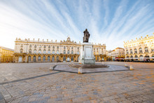 Morning View On The Huge Stanislas Square With Monument In The Old Town Of Nancy City, France