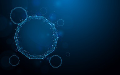 Fototapete - Molecule structure for Science form lines, triangles and particle style design. Illustration vector