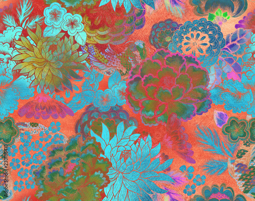 Seamless asian traditional patterns Tableau sur Toile
