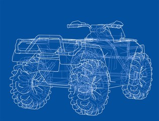 Wall Mural - ATV quadbike concept outline. Vector