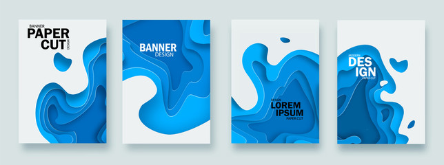 Wall Mural - 3d abstract background with paper cut shapes. .layered tunnel wave background. shadows box. vector d