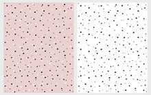 Cute Stars And Dots Vector Patterns. Irregular Hand Drawn Simple Graphic. Pastel Delicate Illustrations. Infantile Style Design. White, Black And Pink Stars And Dots.