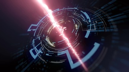 Aufkleber - Abstract digital composition. Futuristic HUD. High Tech Concept Element. 3d rendering. 4K, Ultra HD resolution.