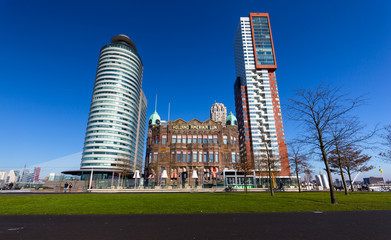 Old and new buildings in Rotterdam