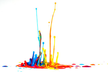 Wall Mural - splash of color ink on white background