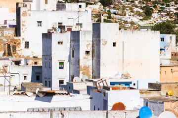 Wall Mural - Beautiful view of white color medina o the Tetouan city, Morocco in Africa