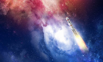 Wall Mural - rocket space ship . mixed media